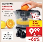 Elektrische Zitruspresse von GOURMETMAXX für 9,99 € bei Netto Marken-Discount im Angebot Elektrische Zitruspresse von GOURMETMAXX im aktuellen Netto Marken-Discount Prospekt
