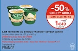 Lait fermenté au bifidus saveur vanille - Activia dans le catalogue Monoprix