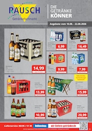 Getränkefachmarkt Rausch Prospekt für Gießen mit 2 Seiten Getränkefachmarkt Rausch Prospekt für Gießen: "DIE GETRÄNKEKÖNNER", 2 Seiten, 10.08.2026 - 22.08.2026