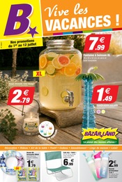 Prospectus Bazar & Déstockage Bazarland en cours à Latour-Bas-Elne et alentours, "Vive les VACANCES !", 4 pages, 01/07/2026 - 12/07/2026 Catalogue Bazar & Déstockage Bazarland en cours à Latour-Bas-Elne et alentours, "Vive les VACANCES !", 4 pages, 01/07/2026 - 12/07/2026