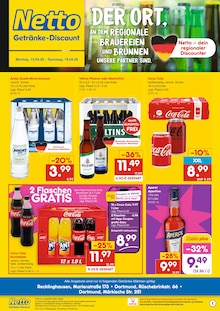 Mineralwasser im Netto Marken-Discount Prospekt "DER ORT, AN DEM DU IMMER AUSGEZEICHNETE PREISE FINDEST." mit 2 Seiten (Dortmund)