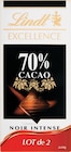 Tablette excellence noir 70% cacao - LINDT en promo chez Intermarché Super Thonon-les-Bains à 2,22 €