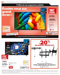 Prix et réduction Support Tv dans le prospectus Carrefour en cours Offre Support Tv dans le catalogue Carrefour du moment à la page 18