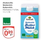 Aktuelle Milch Angebote bei GLOBUS in Krefeld Aktuelles Bio Weidemilch Buttermilch Angebot bei GLOBUS in Krefeld ab 0,99 €