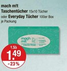 Taschentücher 15x10 Tücher oder Everyday Tücher 100er Box von mach m!t im aktuellen V-Markt Prospekt für 1,49 €
