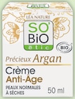 Crème anti-âge huile d'argan bio équitable peaux normales à sèches - SOBIO ETIC dans le catalogue Intermarché Super