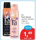 Deo-Spray von Fa für 1,49 € bei budni im Angebot Deo-Spray von Fa im aktuellen budni Prospekt