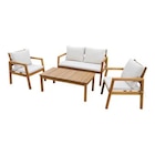 Salon de jardin en bois 4 places avec coussins beiges "TALICA" - Brico Dépôt à Nantes Salon de jardin en bois 4 places avec coussins beiges "TALICA" en promo chez Brico Dépôt Nantes à 299,00 €