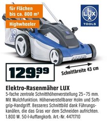 Elektro-Rasenmäher LUX bei OBI in Schwerte Elektro-Rasenmäher LUX im Angebot bei OBI Schwerte für 129,99 €