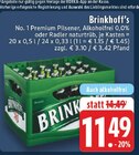 No. 1 Premium Pilsener, Alkoholfrei 0,0% oder Radler naturtrüb im Angebot bei E center in Nettetal No. 1 Premium Pilsener, Alkoholfrei 0,0% oder Radler naturtrüb Angebote von Brinkhoff's bei E center Nettetal für 11,49 €