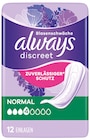 Discreet Einlagen im Rossmann Prospekt Discreet Einlagen von always im aktuellen Rossmann Prospekt für 2,99 €