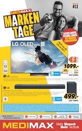 Fernseher im MEDIMAX Prospekt in Waldshut-Tiengen Aktueller MEDIMAX Prospekt mit Fernseher, "MARKENTAGE!", Seite 1