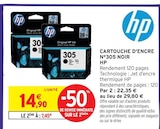 Cartouche d'encre n°305 noir - HP - Intermarché à Ivry-sur-Seine Cartouche d'encre n°305 noir - HP en promo chez Intermarché Ivry-sur-Seine à 7,45 €