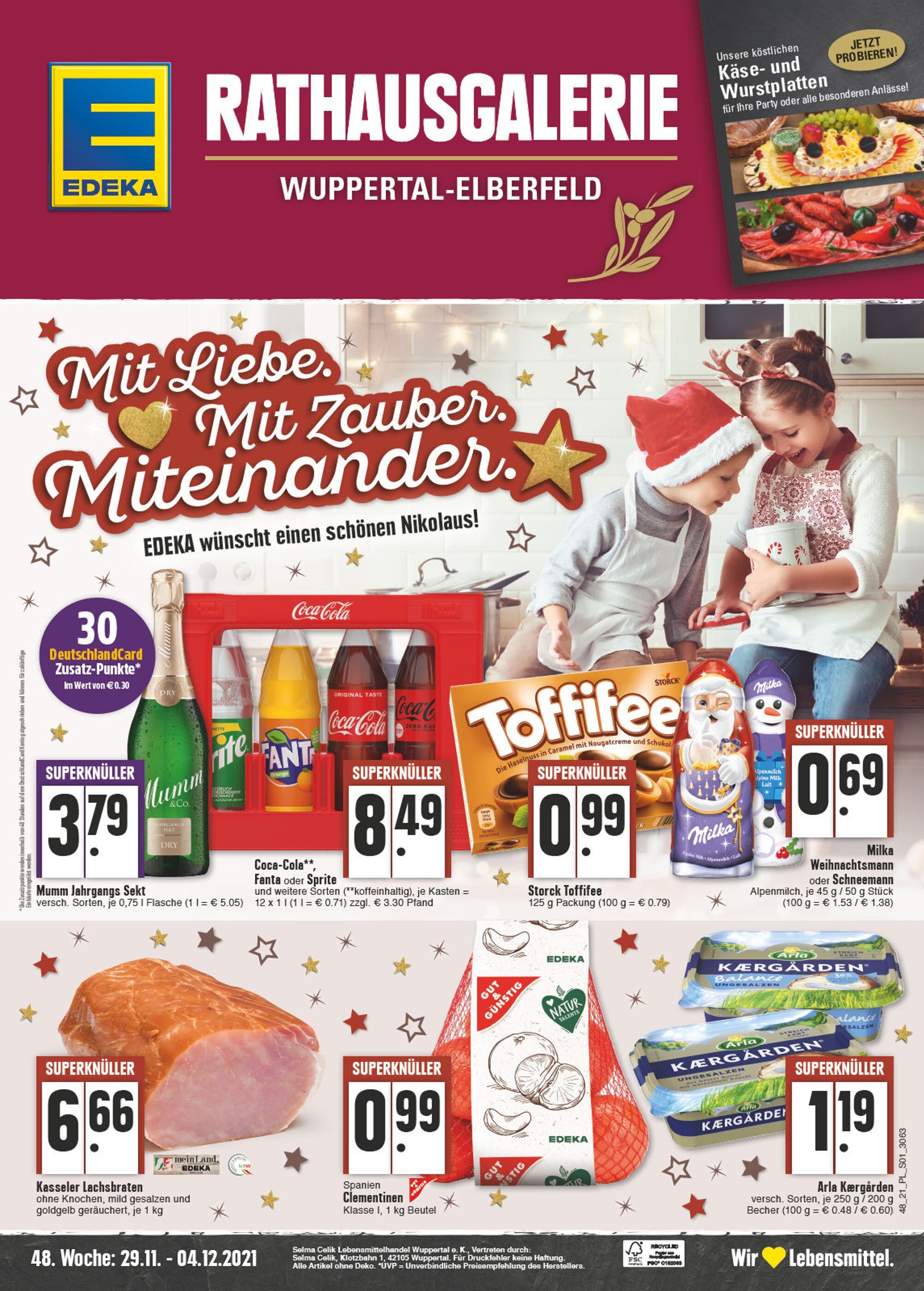 EDEKA Prospekt für Wuppertal mit 16 Seiten EDEKA Prospekt für Wuppertal: "Aktuelle Angebote", 16 Seiten, 29.11.2021 - 04.12.2021