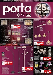 porta Möbel Prospekt für Kerpen mit 4 Seiten porta Möbel Prospekt für Kerpen: "25% AUF LAMPEN, HAUSHALT & CO.", 4 Seiten, 27.09.2026 - 04.10.2026