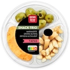 Snack Trio Marinierte grüne Oliven, Grissini & Chilipaprika von REWE Beste Wahl im aktuellen REWE Prospekt für 1,99 €