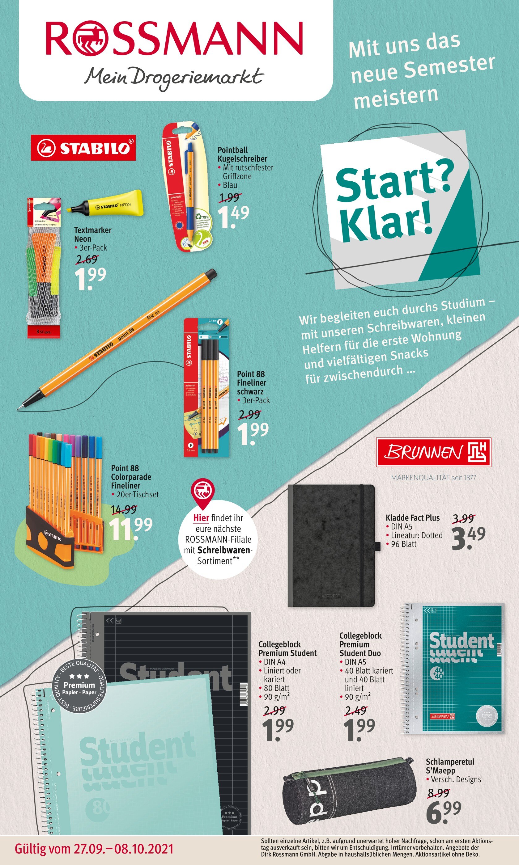 Rossmann Prospekt für Rosenau mit 5 Seiten Rossmann Prospekt für Rosenau: "Start? Klar!", 5 Seiten, 27.09.2021 - 08.10.2021