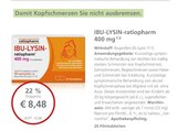 LINDA Bad Krozingen - IBU-LYSIN-ratiopharm 400 mg Angebot im Prospekt IBU-LYSIN-ratiopharm 400 mg bei LINDA im Bad Krozingen Prospekt für 8,48 €