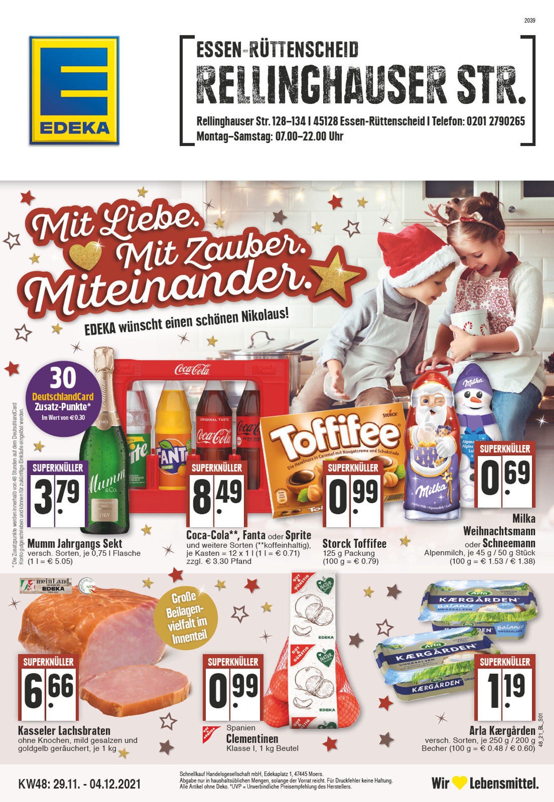 EDEKA Prospekt für Essen mit 24 Seiten EDEKA Prospekt für Essen: "Aktuelle Angebote", 24 Seiten, 29.11.2021 - 04.12.2021