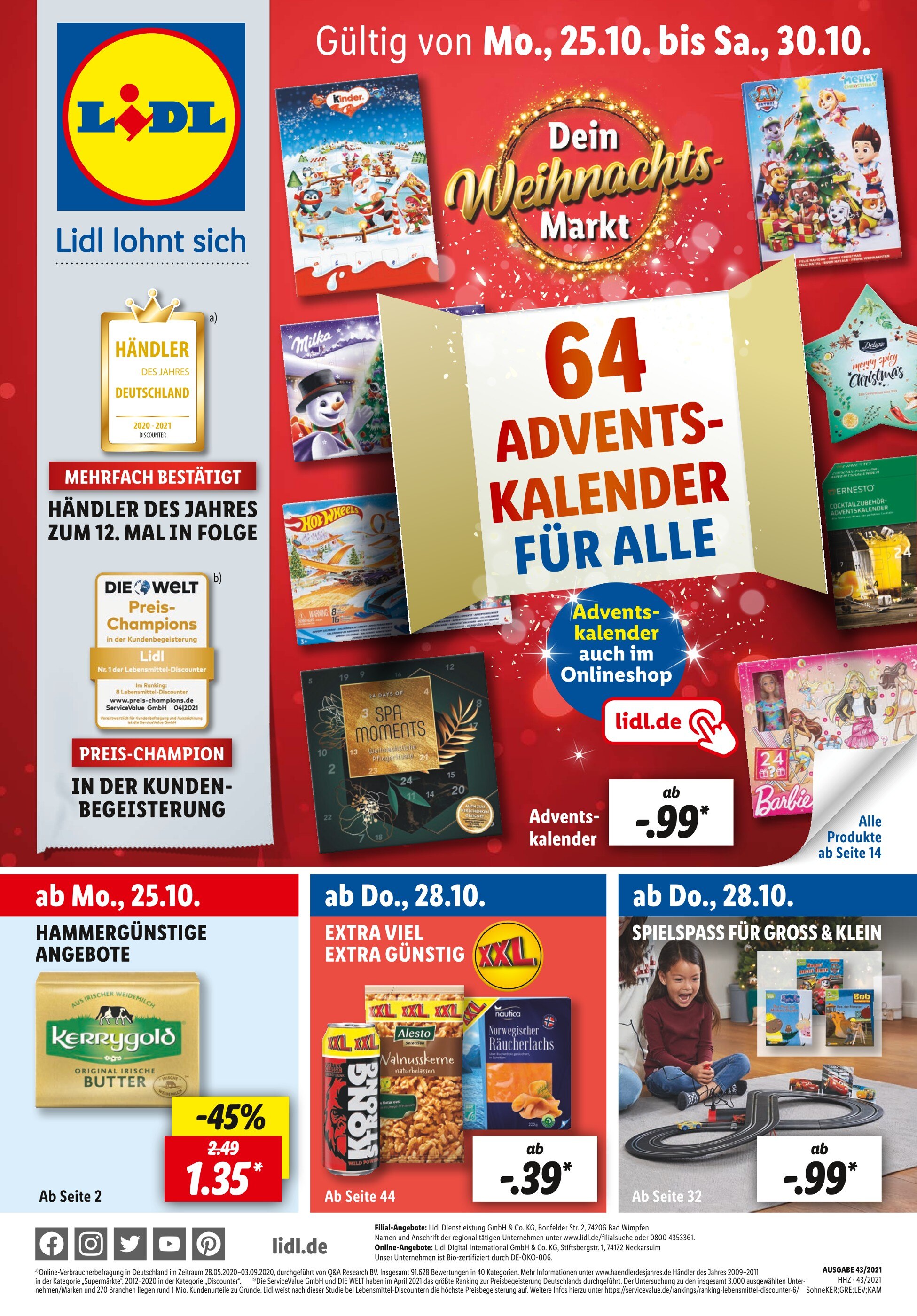 Lidl Prospekt für Runkel mit 62 Seiten Lidl Prospekt für Runkel: "64 ADVENTSKALENDER FÜR ALLE", 62 Seiten, 25.10.2021 - 30.10.2021
