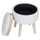 Tabouret bois Clara avec rangement contour bouclette blanc Ø36xH40cm en promo chez Gifi Villeurbanne à 20,30 €