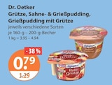 Grütze, Sahne- & Grießpudding, Grießpudding mit Grütze Angebote von Dr. Oetker bei V-Markt Kaufbeuren für 0,79 €