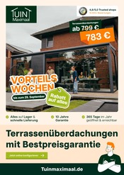 Terrassenüberdachung im Tuinmaximaal Prospekt in Magdeburg Aktueller Tuinmaximaal Prospekt mit Terrassenüberdachung, "Terrassenüberdachungen mit Bestpreisgarantie", Seite 1