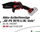 Akku-Astkettensäge GE-PS 18/15 Li BL-Solo Angebote bei toom Baumarkt Kaiserslautern für 96,99 €