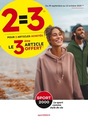 Catalogue Magasins de Sport Sport 2000 en cours à Le Creusot et alentours, "2=3 POUR 2 ARTICLES ACHETÉS", 2 pages, 29/09/2025 - 12/10/2025