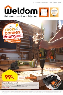 Promotion Outil dans le prospectus Weldom, valable du 16/09/2026 au 13/10/2026 Promo Outil dans le catalogue Weldom du moment à la page 1