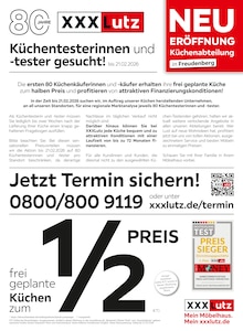 XXXLutz Möbelhäuser Prospekt Küchentesterinnen und -tester gesucht! mit 12 Seiten