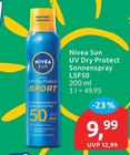 UV Dry Protect Sonnenspray LSF50 von Nivea Sun im aktuellen budni Prospekt