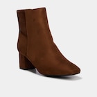 Bottines à talon bloc suédine zip marron femme - La Halle Bottines à talon bloc suédine zip marron femme à 25,19 € dans le catalogue La Halle
