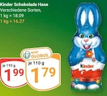 Schokolade Hase Angebote von Kinder bei GLOBUS Halle für 1,79 €