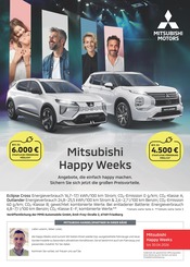 Mitsubishi Werkstatt & Auto Prospekt der aktuellen Woche mit 1 Seite, gültig von 16.03.2026 bis 12.04.2026, in Manching und Umgebung Aktueller Mitsubishi Werkstatt & Auto Prospekt in Manching und Umgebung, "Mitsubishi Happy Weeks" mit 1 Seite, 16.03.2026 - 12.04.2026