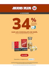 Prospectus Supermarchés U Express en cours à Bréhan et alentours, "JEUDIS PLUS U", 1 page, 18/11/2025 - 20/11/2025 Catalogue Supermarchés U Express en cours à Bréhan et alentours, "JEUDIS PLUS U", 1 page, 18/11/2025 - 20/11/2025