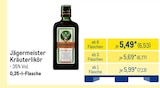 Kräuterlikör Angebote von Jägermeister bei METRO Kiel für 6,53 €