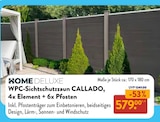 WPC-Sichtschutzzaun CALLADO, 4x Element + 6x Pfosten im ALDI SÜD Prospekt WPC-Sichtschutzzaun CALLADO, 4x Element + 6x Pfosten von HOME DELUXE im aktuellen ALDI SÜD Prospekt für 579,00 €