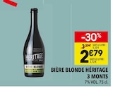 Bière blonde Héritage - 3 Monts à 2,79 € dans le catalogue Supeco