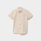 Chemise droite manches courtes coton marron garçon dans le catalogue La Halle