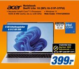 Aktuelles Notebook Swift Lite 16 (SFL16-31P-37FU) Angebot bei expert in Osnabrück ab 399,00 €