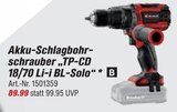 Aktuelles Akku-Schlagbohrschrauber TP-CD 18/70 Li-i BL-Solo Angebot bei toom Baumarkt in Pforzheim ab 89,99 €