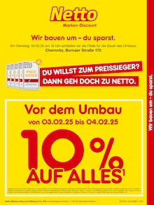 Aktueller Netto Marken-Discount Prospekt "Vor dem Umbau 10% AUF ALLES." Seite 1 von 2 Seiten für Chemnitz