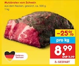 Aktuelle Braten Angebote bei Netto Marken-Discount in Chemnitz Aktuelles Mutzbraten vom Schwein Angebot bei Netto Marken-Discount in Chemnitz ab 8,99 €