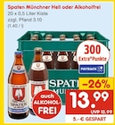 Spaten Münchner Hell oder Alkoholfrei bei Netto Marken-Discount im Gerstetten Prospekt für 13,99 €