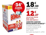 Lessive liquide détachante(A) - BONUX en promo chez Super U Clermont-Ferrand à 12,27 €