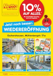Netto Marken-Discount Prospekt „Wiedereröffnung - 10% auf ALLES“ für Holzen, Kr Holzminden und Umgebung mit 4 Seiten Netto Marken-Discount Prospekt für Holzen, Kr Holzminden und Umgebung: „Wiedereröffnung - 10% auf ALLES“, 4 Seiten, 01.09.2026 - 05.09.2026