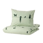 Bettwäsche-Set, 2-teilig Katzenmuster/grün bei IKEA im Köln Prospekt für 15,99 €