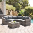 Salon de jardin d'angle Moorea 5 places terre d'ombre + table - HESPÉRIDE en promo chez Maxi Bazar Clichy à 1 299,00 €