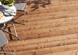 Brico Dépôt - Lame de terrasse "Lemhi" pin teinté brun : offre du catalogue Promo Lame de terrasse "Lemhi" pin teinté brun à 10,06 € dans le catalogue Brico Dépôt "Notre sélection aménagement extérieur"